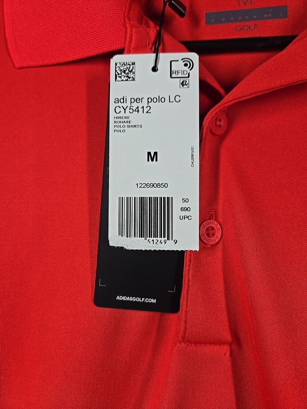 ADIDAS GOLF Men's M Medium PERFORMANCE Short Sleeve Polo Shirt Red Orange - Picture 5 of 10
